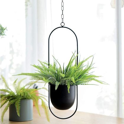 Oval Metal Flower Plant Hanging Pot Decorative