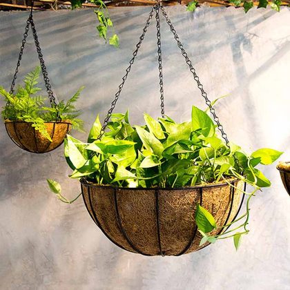 Metal Hanging Basket For Plants Flower Garden Pot